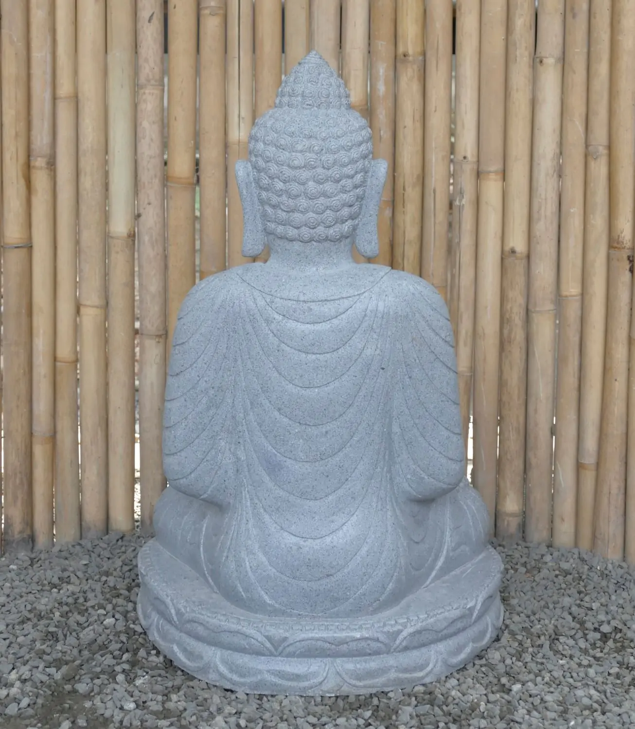  Product image 6 of the product “Seated Buddha made of Riverstone in Bhumisparsha - gesture of touching the earth. 83cm height. ”